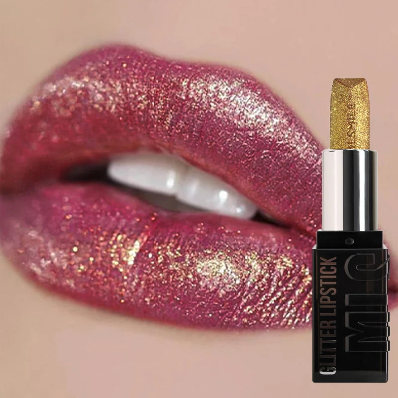 Waterproof Glitter Lipstick - Long-lasting Sparkle Lip Color