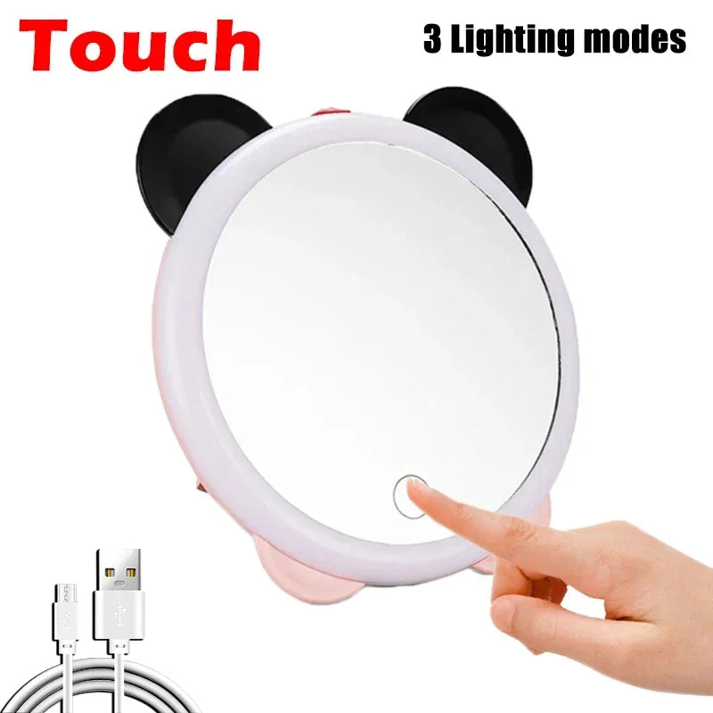 Adjustable Round LED Vanity Mirror - USB Rechargeable Makeup Mirror
