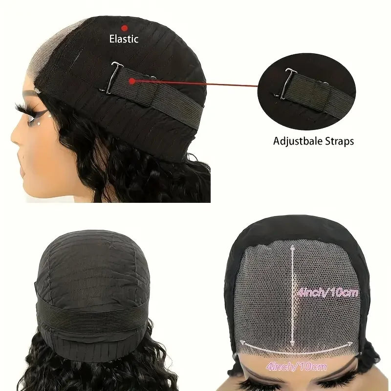 ''4x4 Glueless Bob Wig - 100% Human Hair, Natural Hairline, Beginner-Friendly''