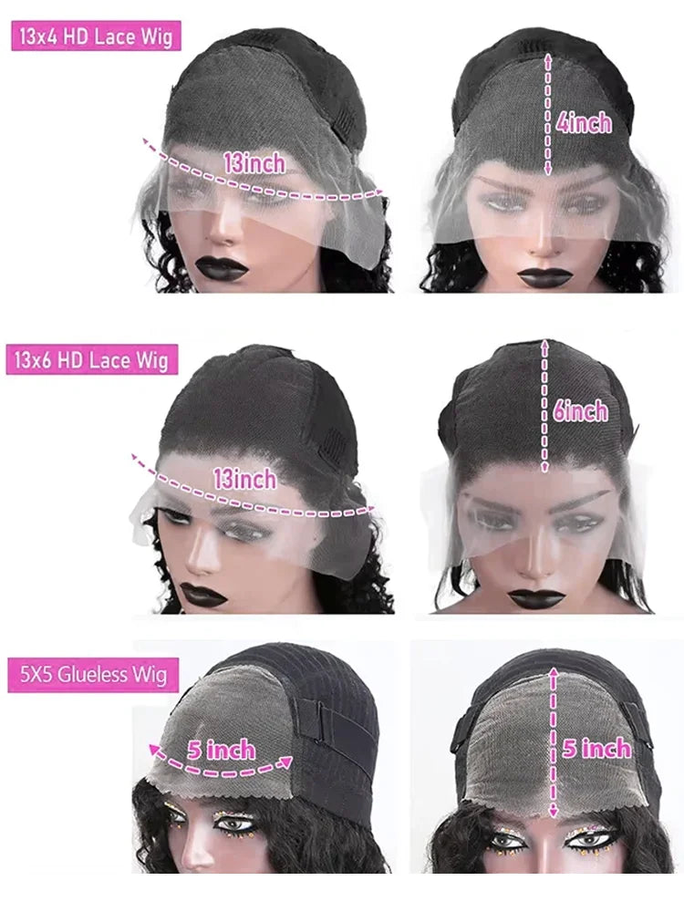 300%  Density  Body Wave  Human Hair Wig -30-36'' Lace Frontal ( 13x6 / 13x4 /  5x5 )  Glueless , Transparent HD