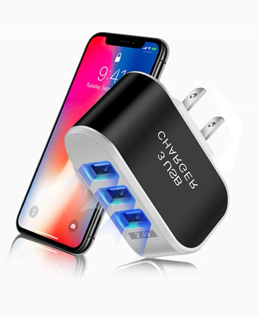 Vanou Tech 3-Port USB Wall Charger Block - Fast Charging Cube Adapter