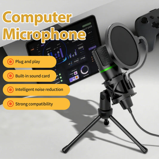 USB Condenser Microphone USB  For PC &  Laptop Professional Studio Mic for Recording, Streaming,  Podcast, Voice-Over & Online Meetings