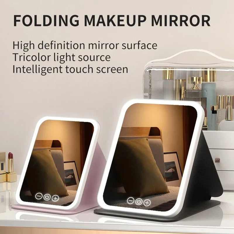 LED Makeup  Mirror with Touchscreen - Rechargeable Tabletop Vanity Mirror