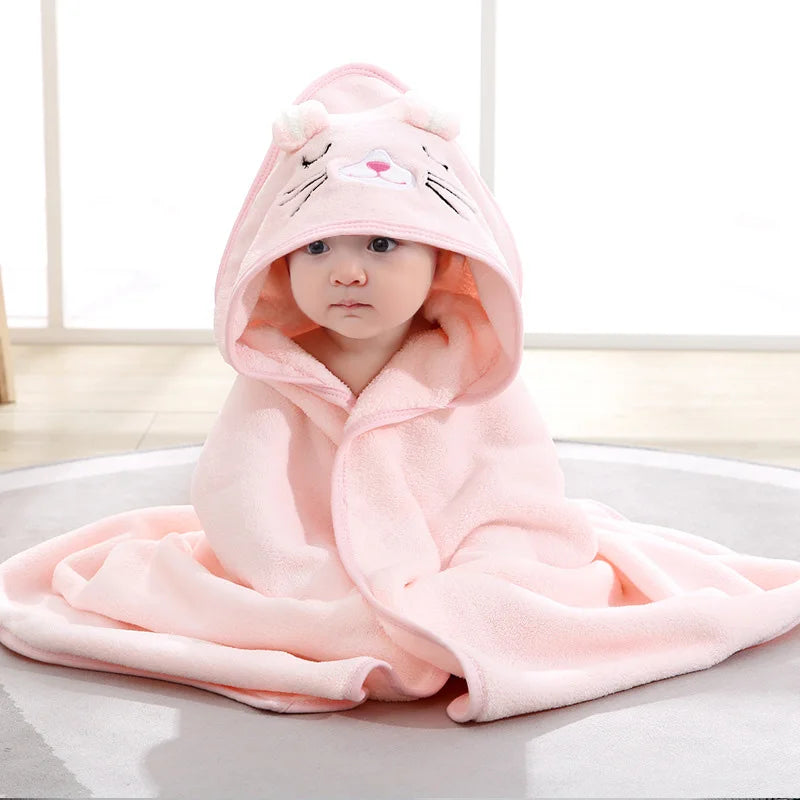 Cartoon Animal Hooded  Baby Bath Towel - Soft Newborn Towel