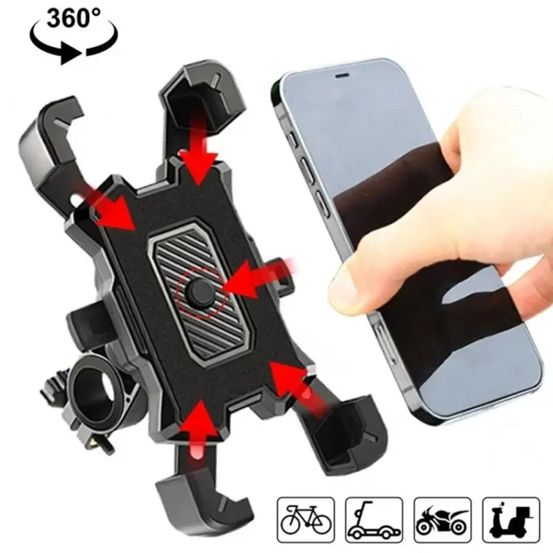 Motorcycles Bicycles Phone Holder 360 Rotation Mobile Phone Navigation Bracket Bike Riding Shockproof For iPhone Xiaomi Samsung