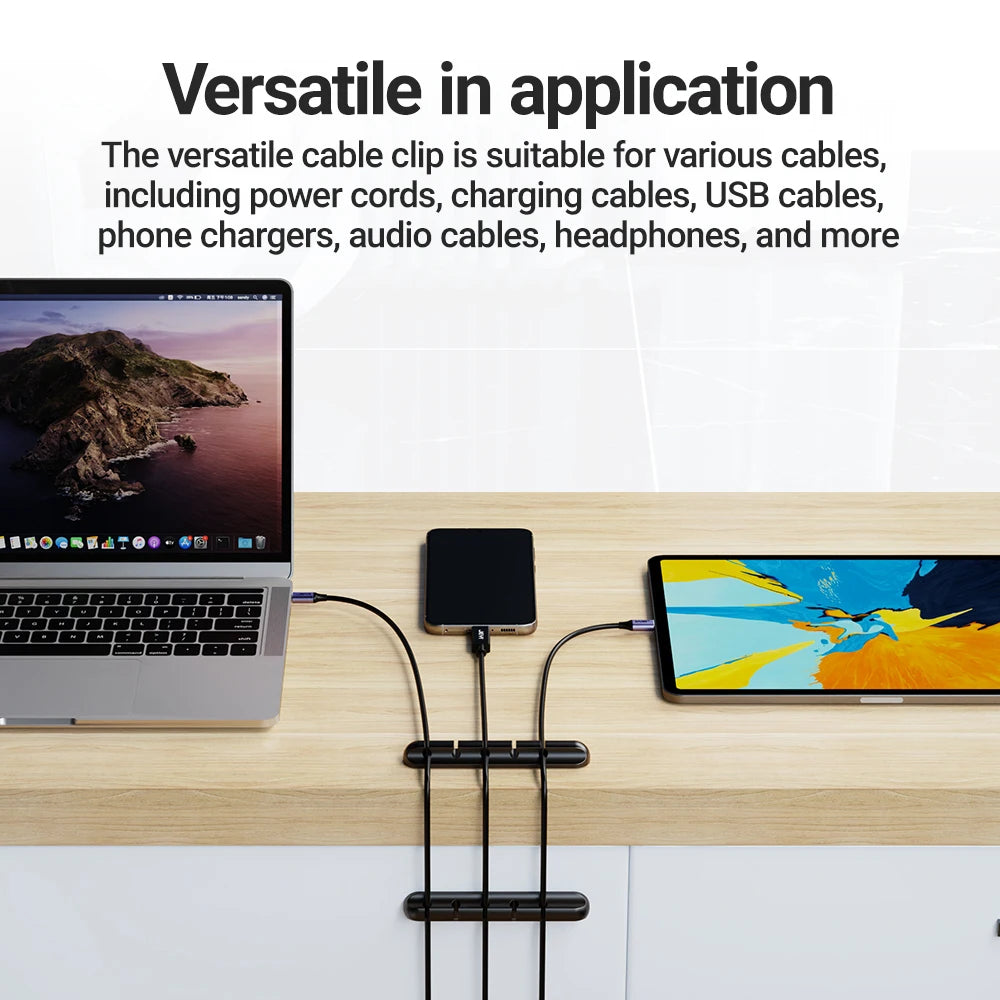 Adhesive Cable Holder - Desk Organizer for Charging Cables & wires