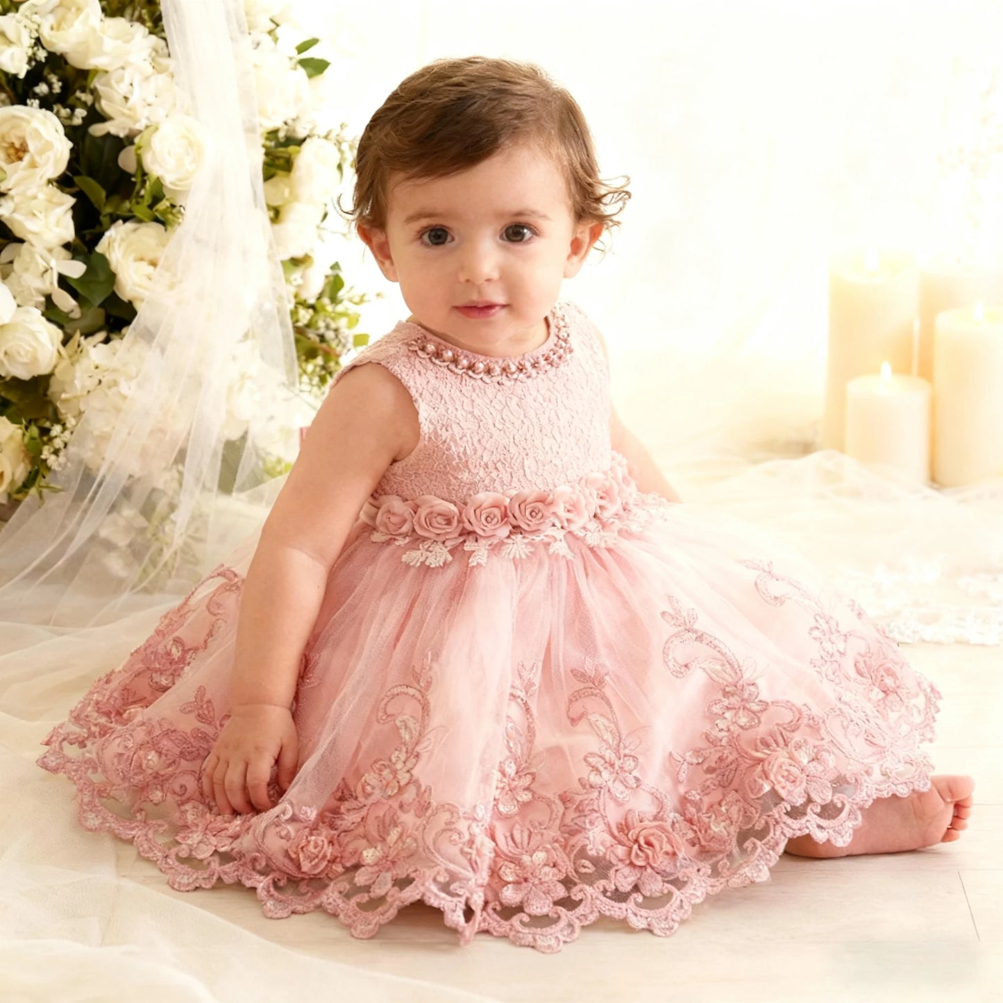 ''Elegant Baby Girl Baptism Gown - Party  & Christening''