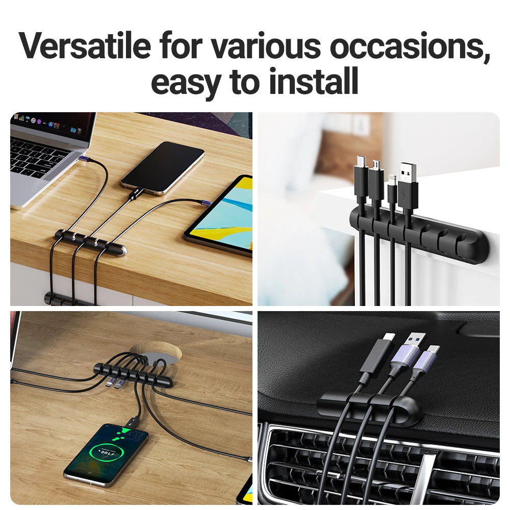 Adhesive Cable Holder - Desk Organizer for Charging Cables & wires