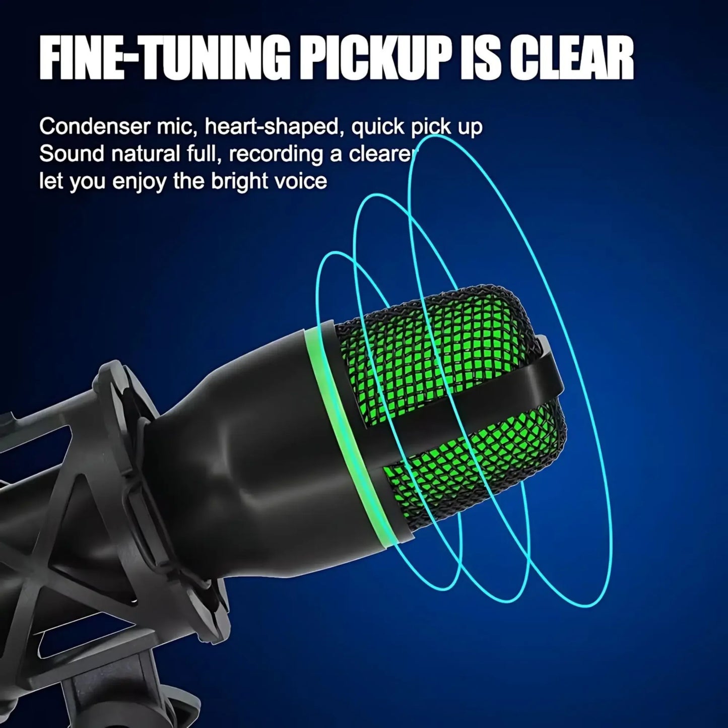 RGB Lighting Microphone Kit with Tripod Stand - Professional Condenser Mic for Streaming,  YouTube Podcast &  Recording