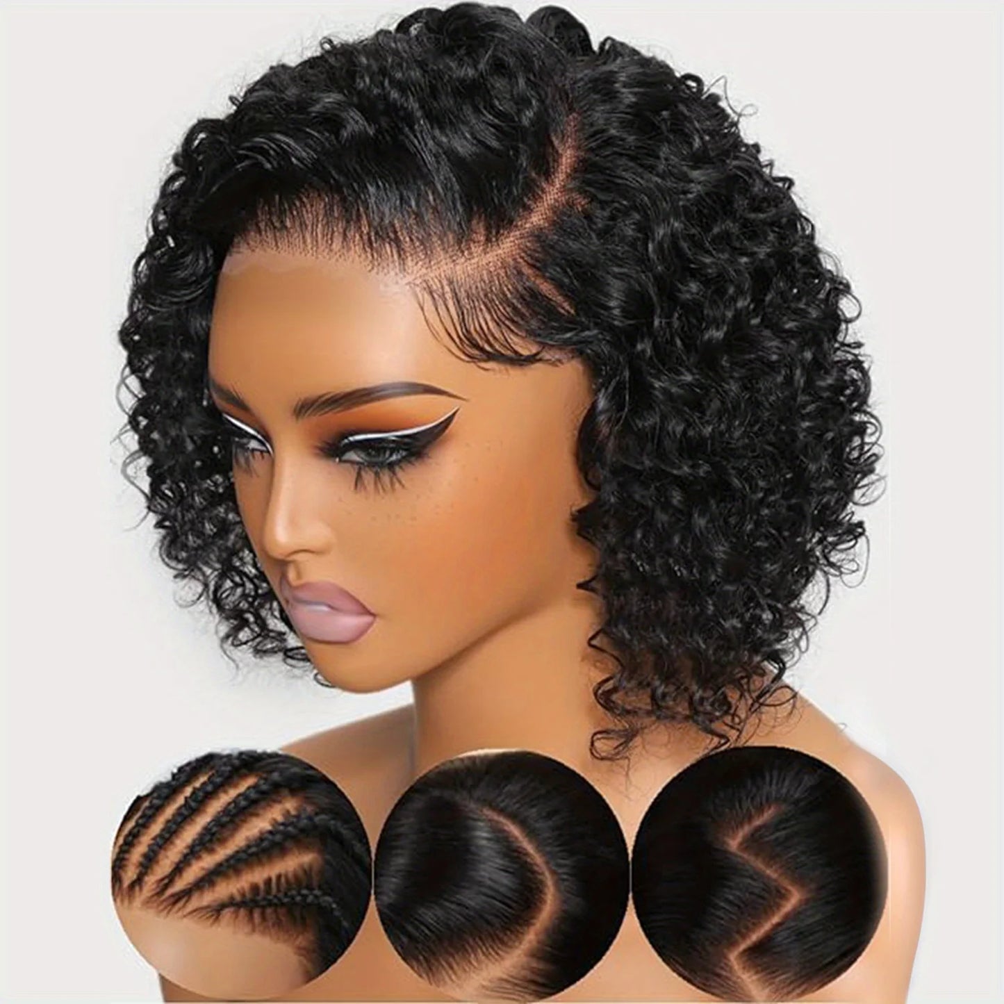 13x4 Bye Bye Knots  Glueless  Deep Wave Bob Wig -  200% Density Human  Hair,  Pre- Plucked Wear & Go
