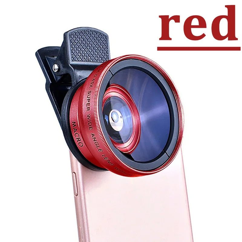 2 IN 1 Lens Universal Clip 37mm Mobile Phone Lens  0.45X  Super Wide + Macro HD  For iPhone &  Android