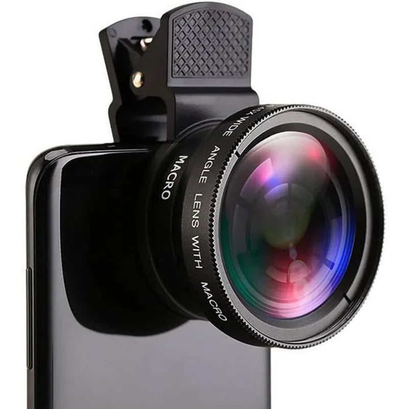 2 IN 1 Lens Universal Clip 37mm Mobile Phone Lens  0.45X  Super Wide + Macro HD  For iPhone &  Android