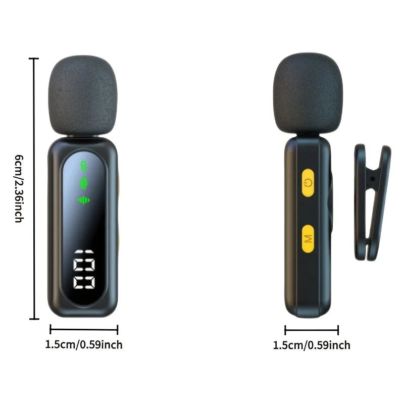 Wireless Lavalier Microphone – Professional Lapel Mic with Noise Cancellation for Vlog, Interviews & Conferences