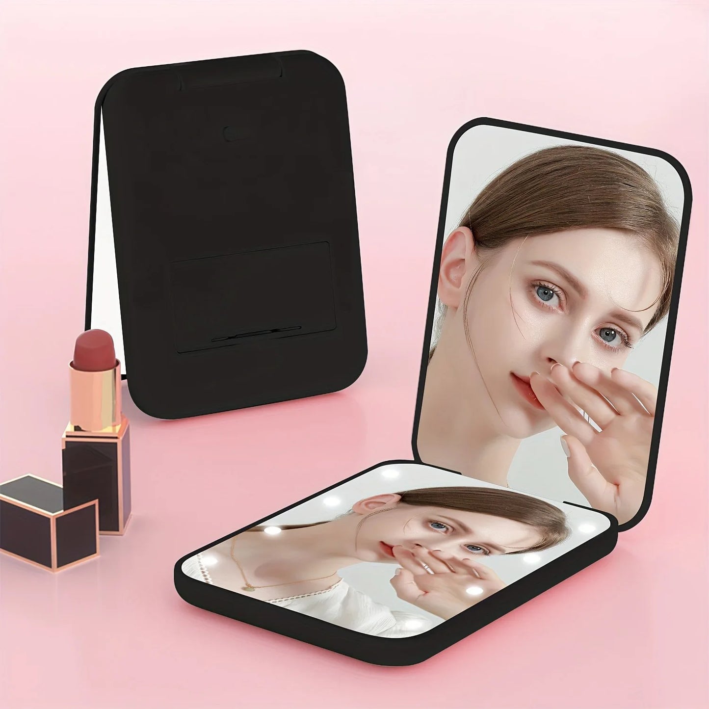 LED Lighted  Mini Compact Mirror - Foldable & Portable