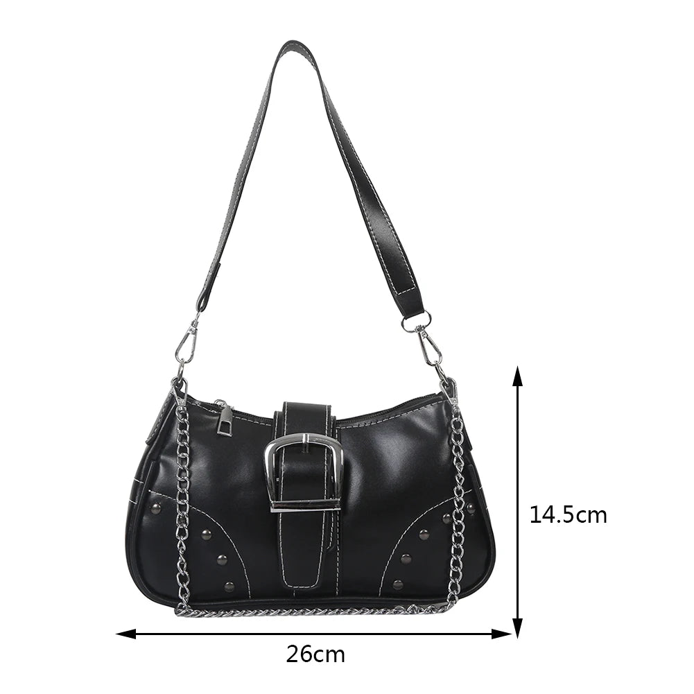 Half Moon Bag Vintage PU Leather Small Shoulder Bag  - Chic Crossbody Handbag