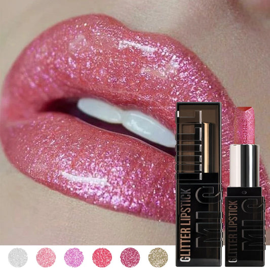 Waterproof Glitter Lipstick - Long-lasting Sparkle Lip Color