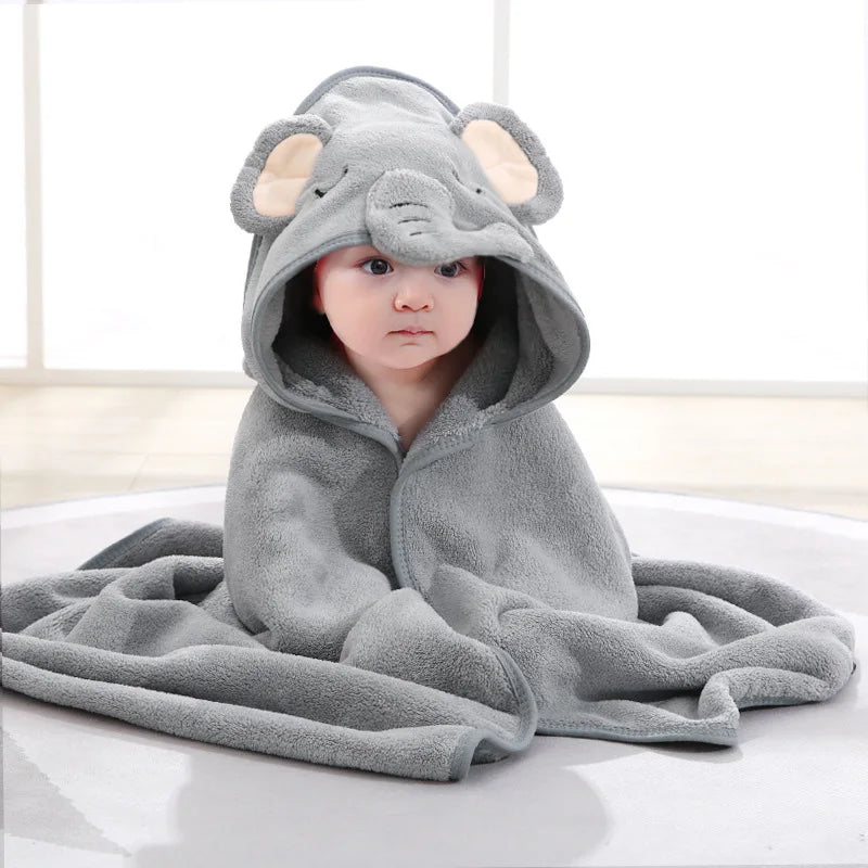 Cartoon Animal Hooded  Baby Bath Towel - Soft Newborn Towel