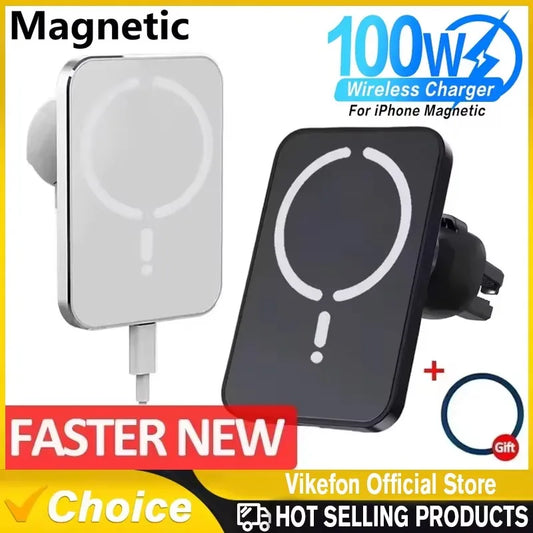 100W Magnetic  Car Charger & Phone Holder for iPhone 12 - 16 Pro Max | Fast Car Charging