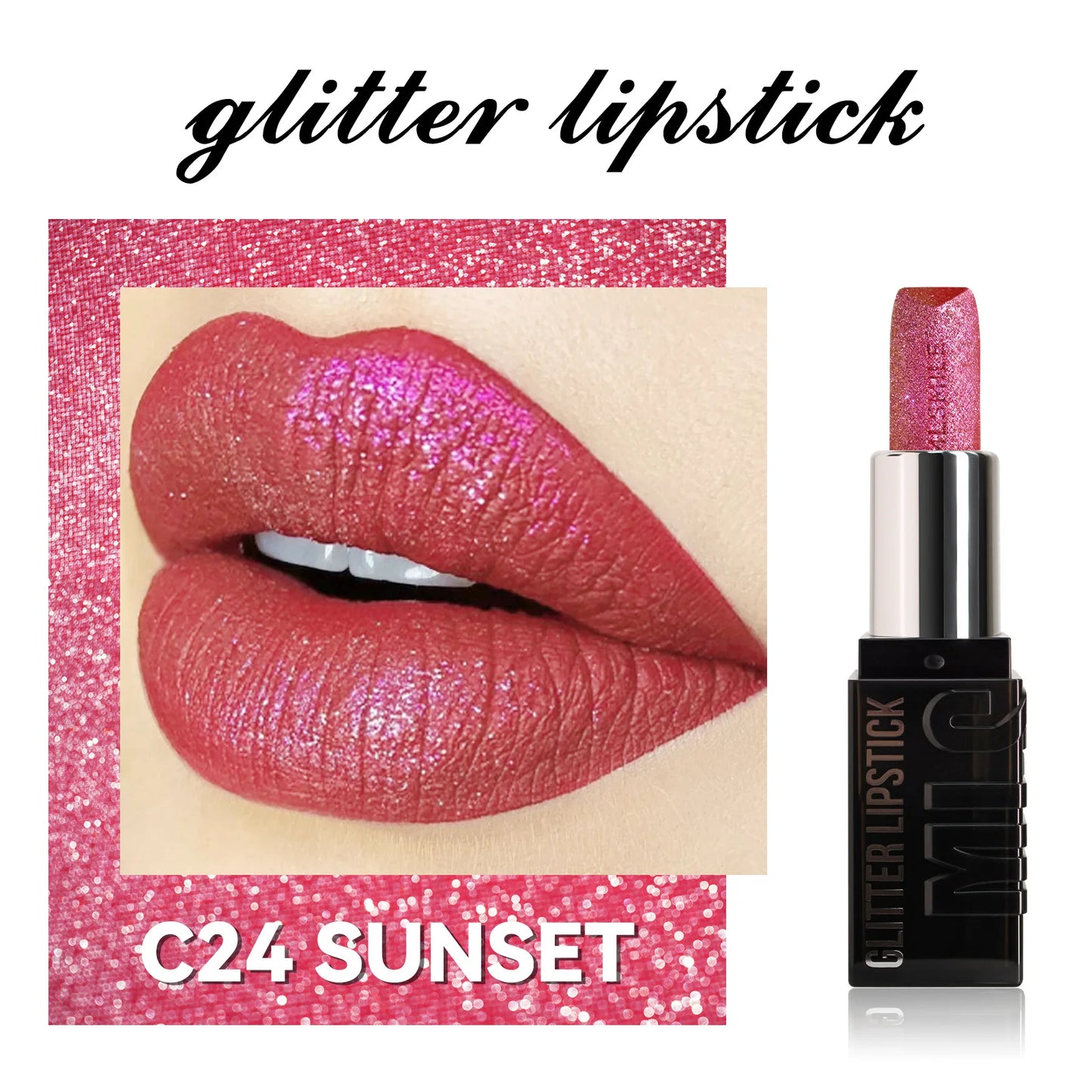 Waterproof Glitter Lipstick - Long-lasting Sparkle Lip Color