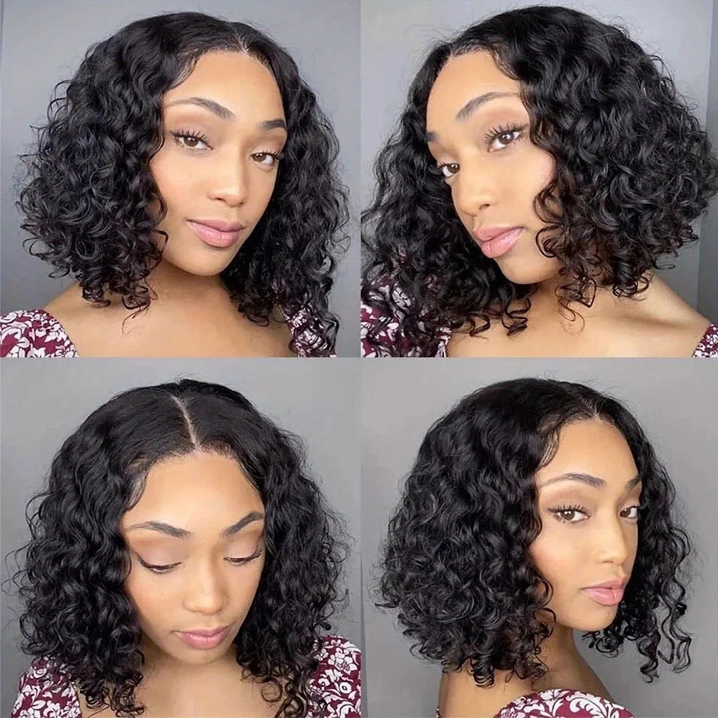 13x4 Bye Bye Knots  Glueless  Deep Wave Bob Wig -  200% Density Human  Hair,  Pre- Plucked Wear & Go