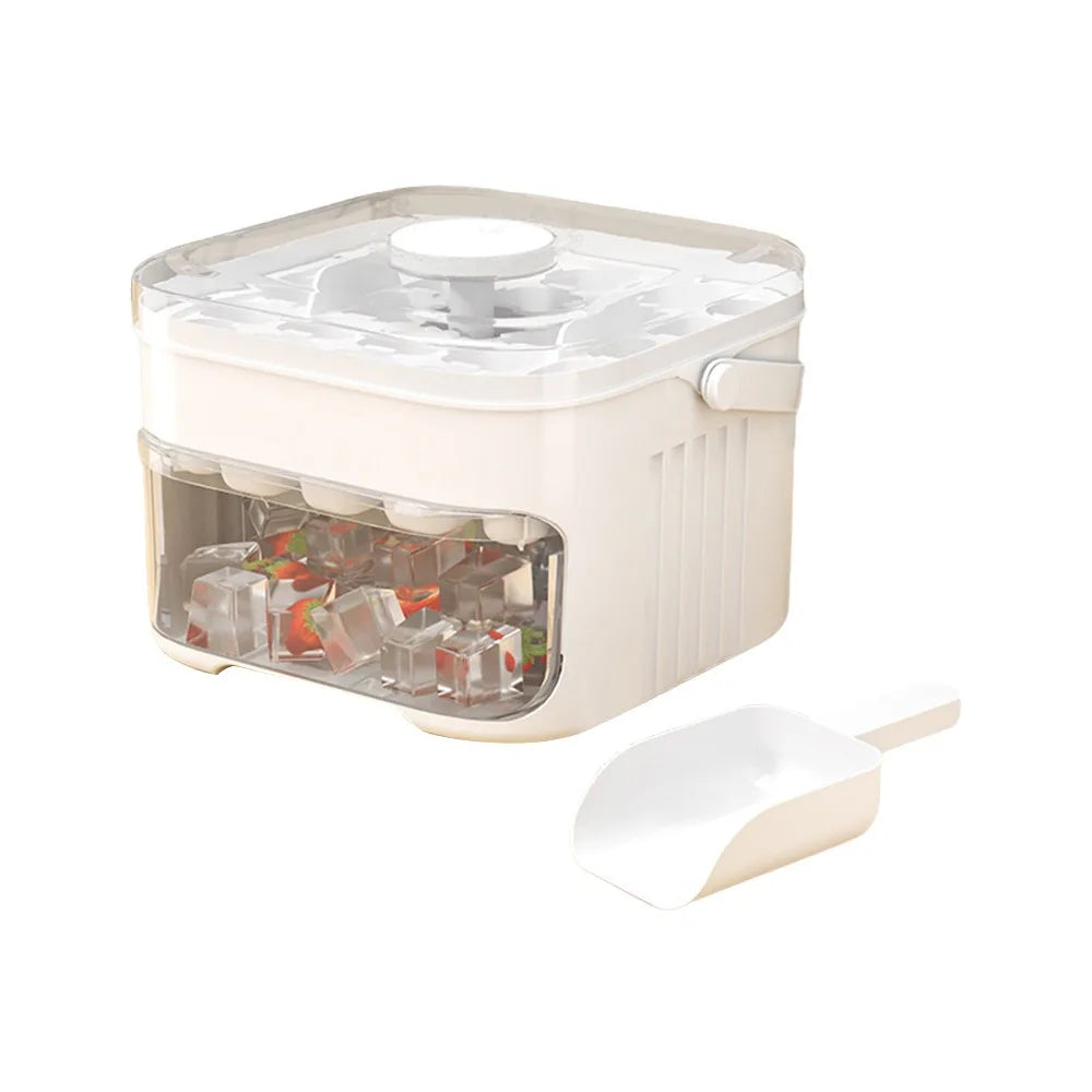 Portable Mini Ice Cube Maker for Home and Travel Quick and Compact Design (White / Red)