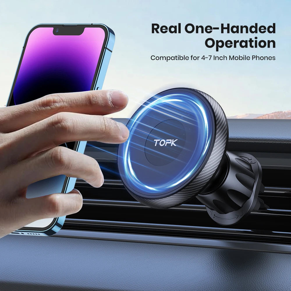 TOPK Magnetic Car Phone Holder Air Vent Car Phone Stand For Magsafe iPhone 15 14 13 ProMax Xiaomi Samsung Strong Magnet Holder