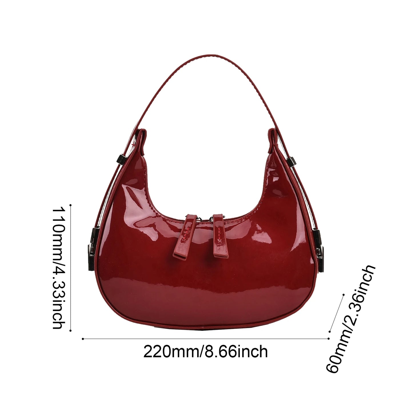 Half Moon Bag Vintage PU Leather Small Shoulder Bag  - Chic Crossbody Handbag