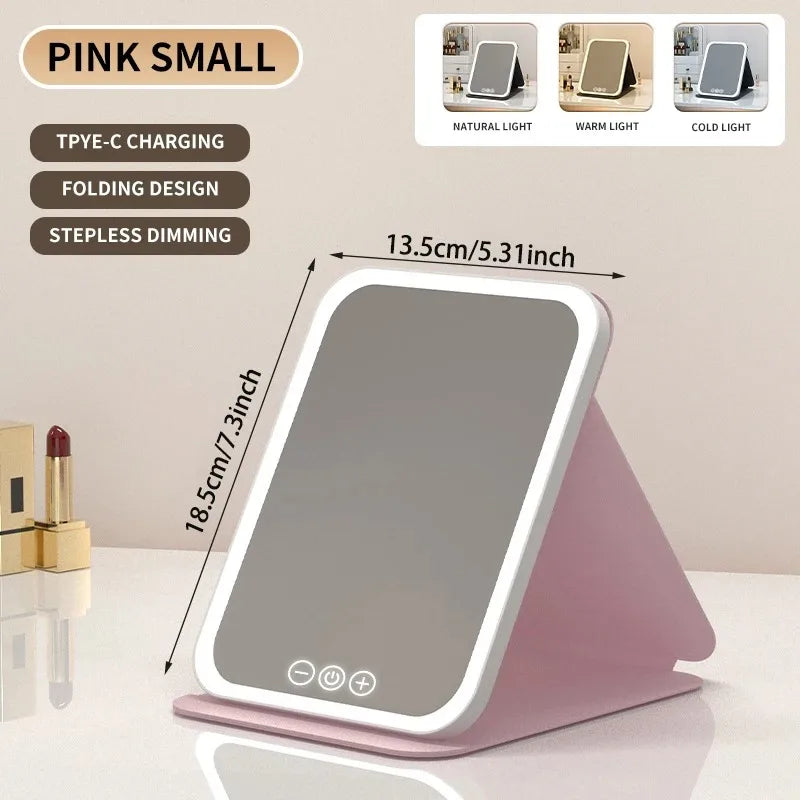 LED Makeup  Mirror with Touchscreen - Rechargeable Tabletop Vanity Mirror