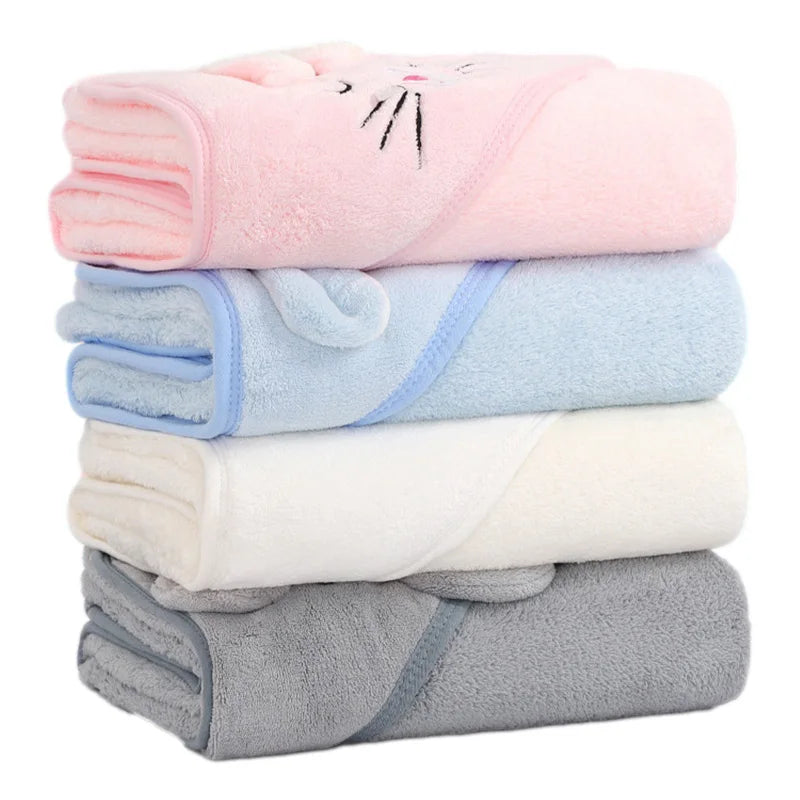 Cartoon Animal Hooded  Baby Bath Towel - Soft Newborn Towel