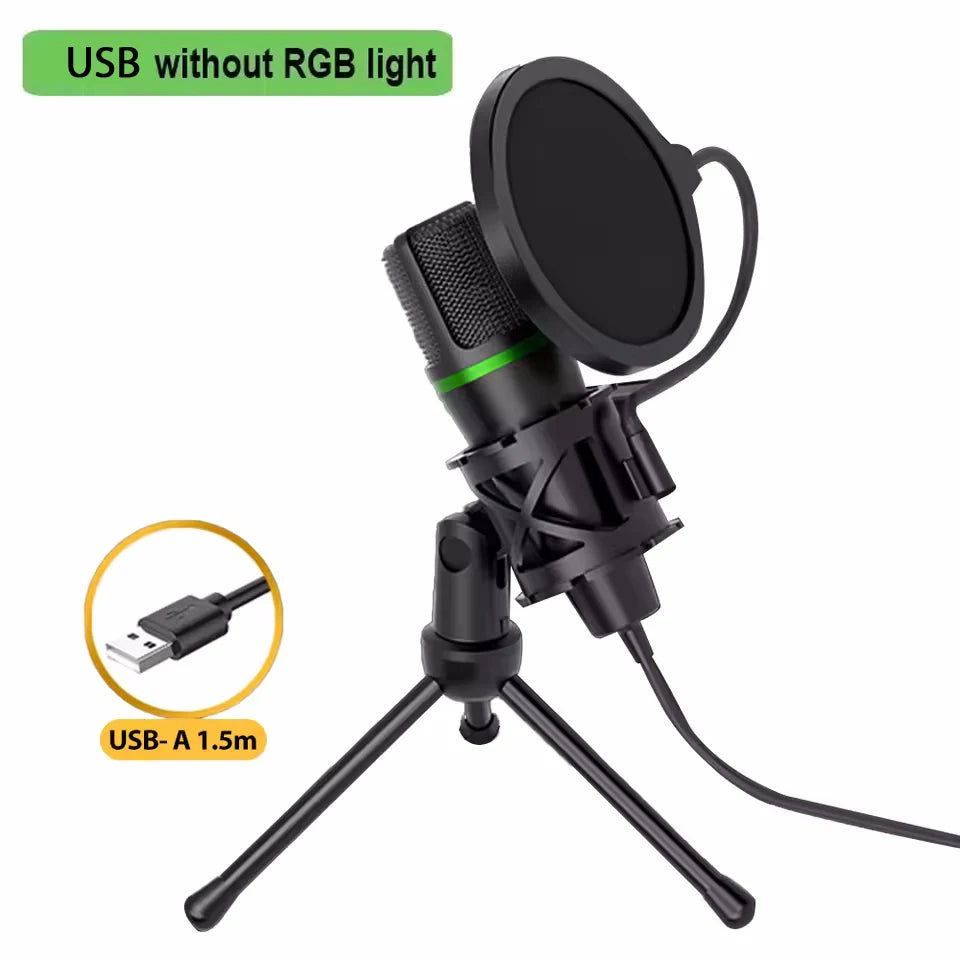 USB Condenser Microphone USB  For PC &  Laptop Professional Studio Mic for Recording, Streaming,  Podcast, Voice-Over & Online Meetings