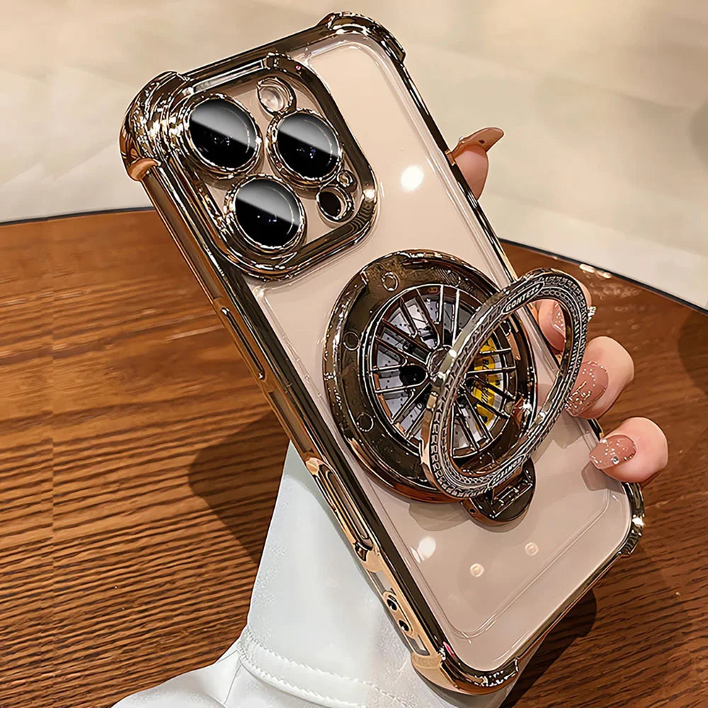 Rotating Gyro Stand Magnetic Phone Case for iPhone 16 15 14 13 12 Pro Max – Shockproof MagSafe Cover