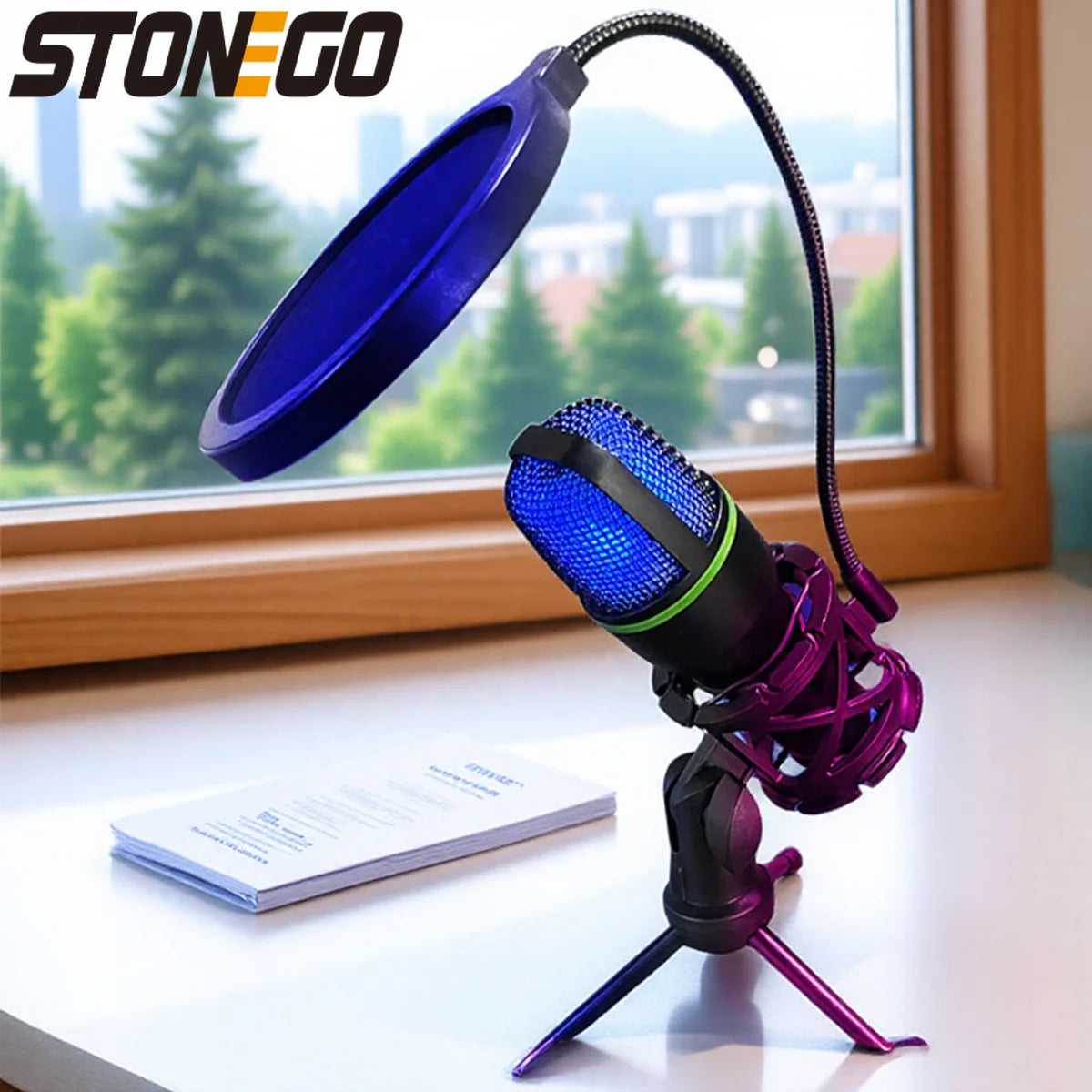 RGB Lighting Microphone Kit with Tripod Stand - Professional Condenser Mic for Streaming,  YouTube Podcast &  Recording