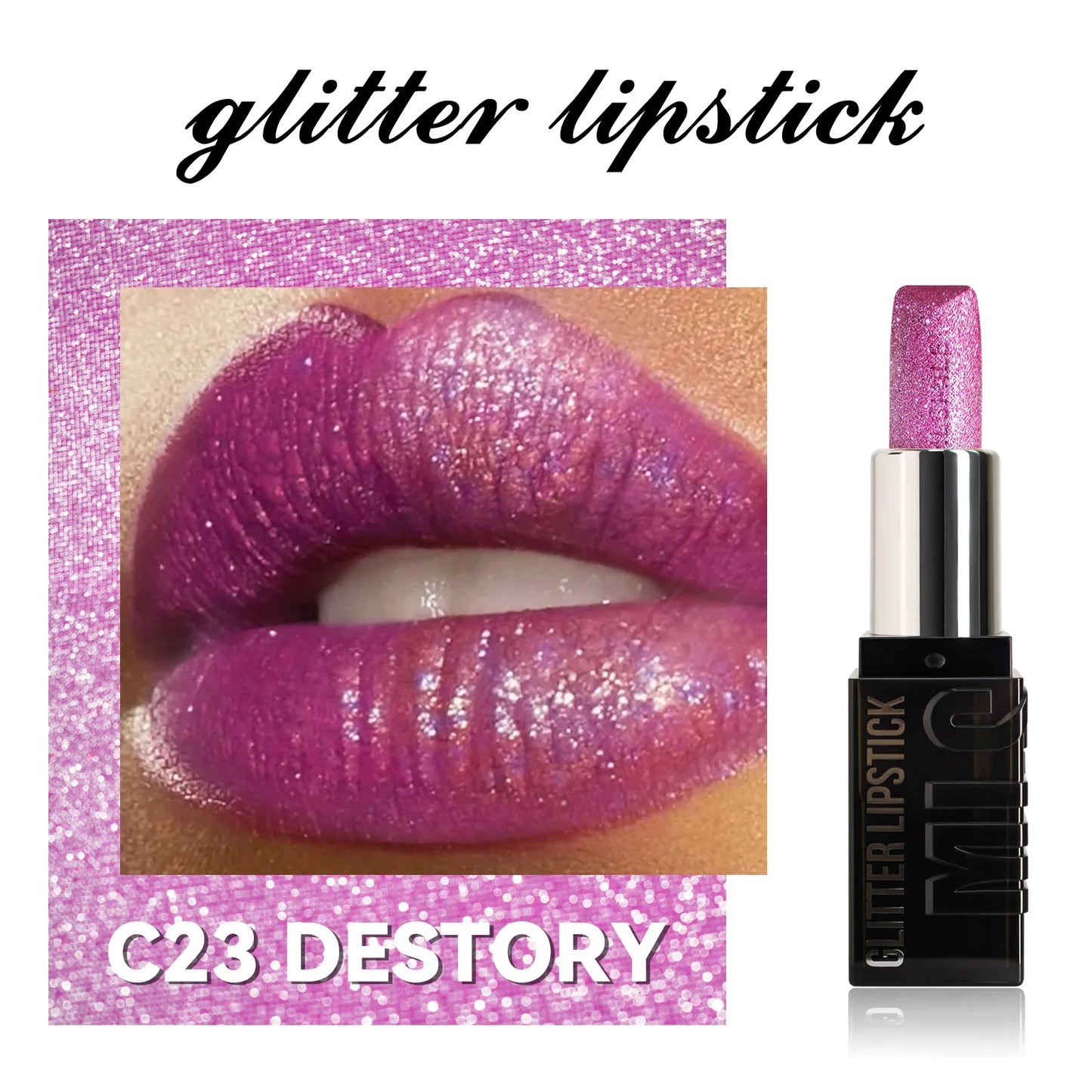 Waterproof Glitter Lipstick - Long-lasting Sparkle Lip Color