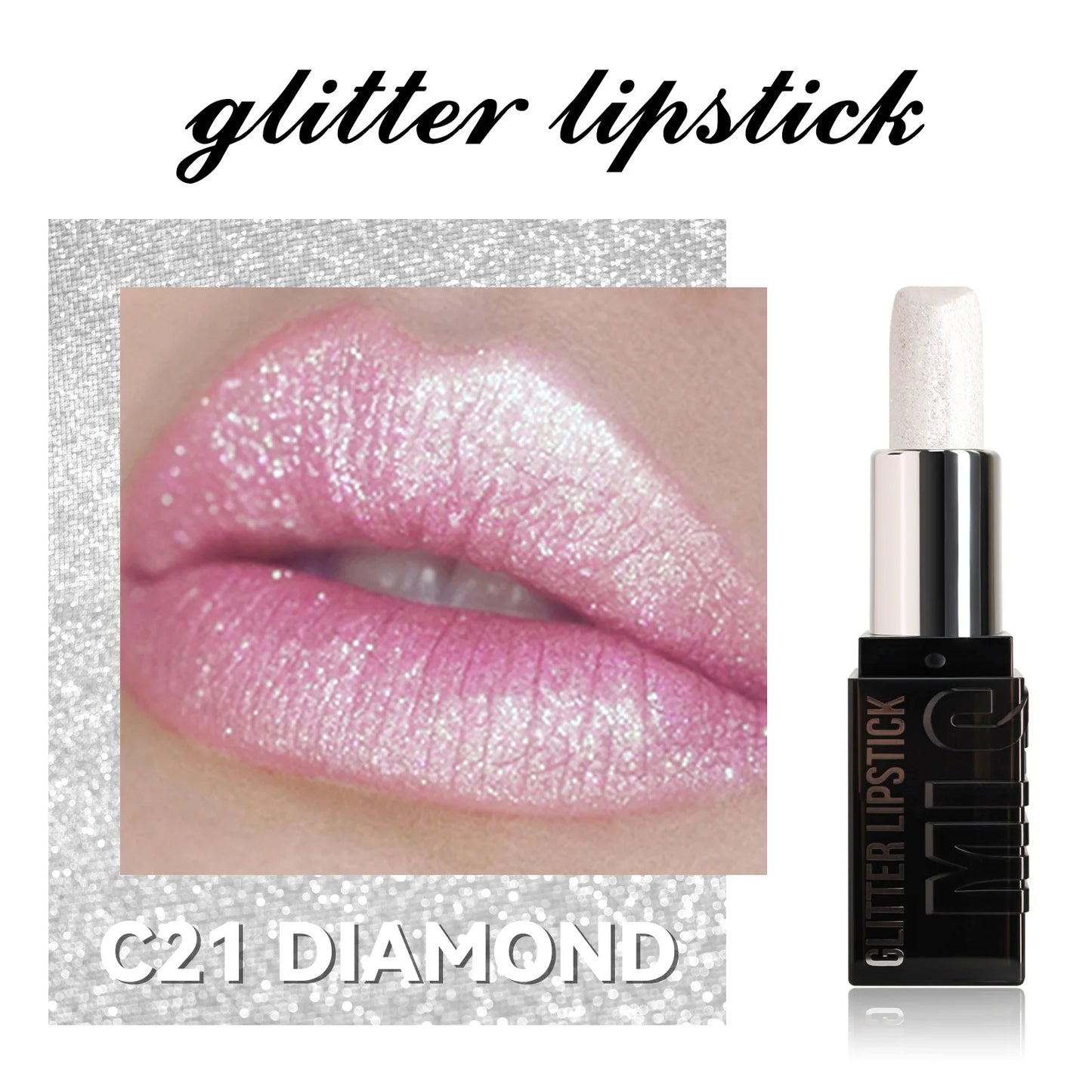 Waterproof Glitter Lipstick - Long-lasting Sparkle Lip Color