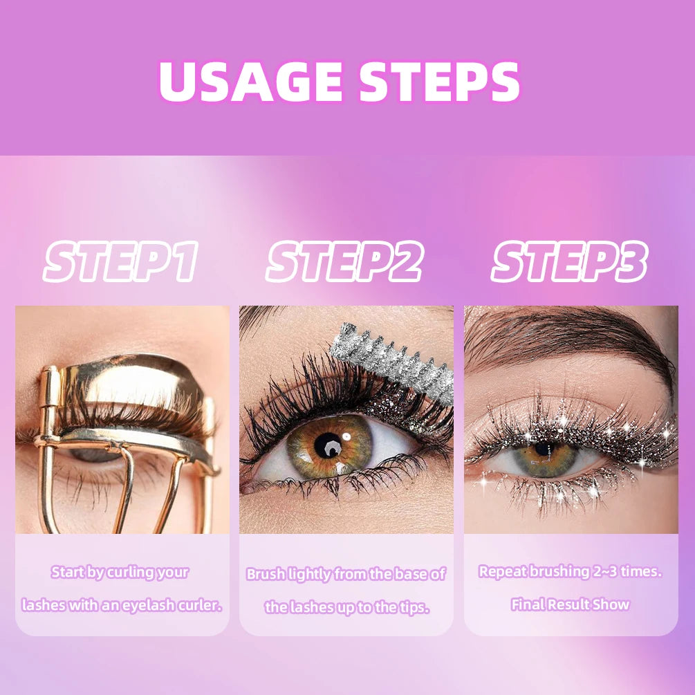 ''Diamond  Galaxy Glitter Mascara - Waterproof Shining  Sequin Lash Sparkle''