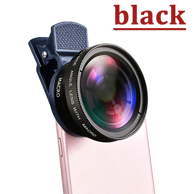 2 IN 1 Lens Universal Clip 37mm Mobile Phone Lens  0.45X  Super Wide + Macro HD  For iPhone &  Android