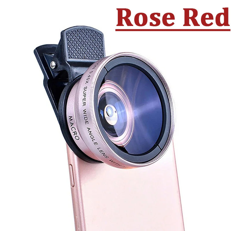 2 IN 1 Lens Universal Clip 37mm Mobile Phone Lens  0.45X  Super Wide + Macro HD  For iPhone &  Android