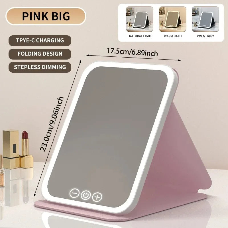 LED Makeup  Mirror with Touchscreen - Rechargeable Tabletop Vanity Mirror