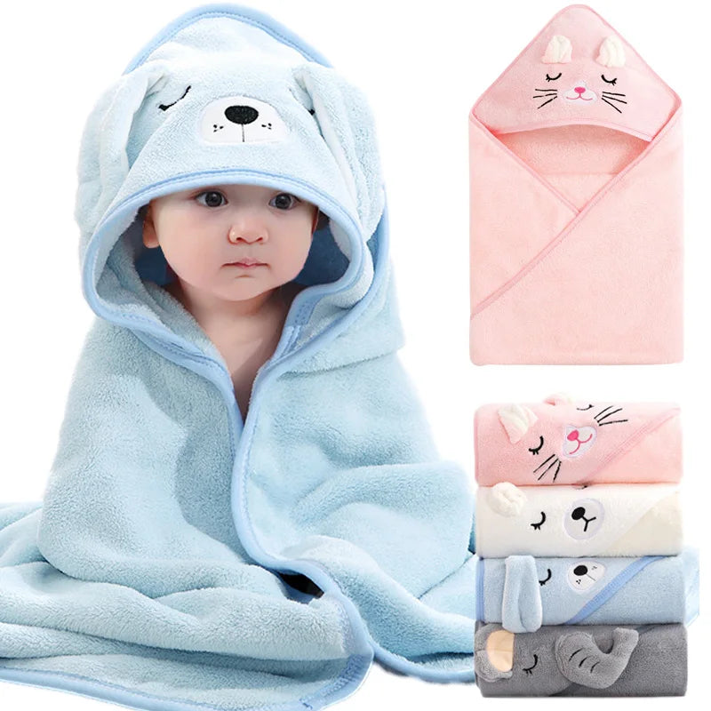 Cartoon Animal Hooded  Baby Bath Towel - Soft Newborn Towel
