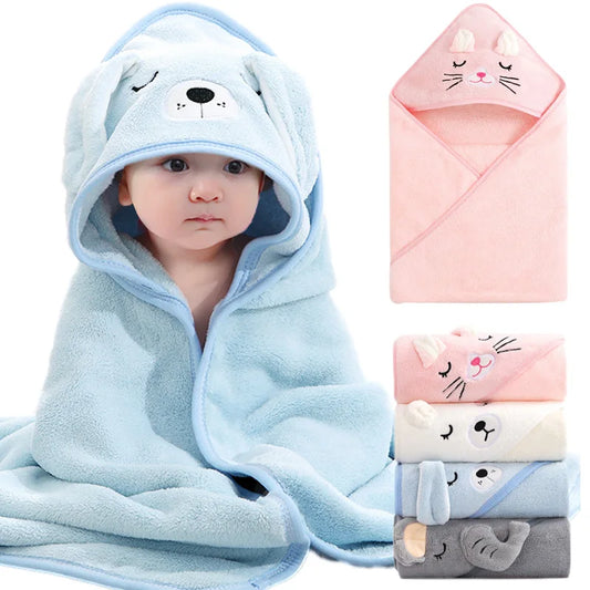 Cartoon Animal Hooded  Baby Bath Towel - Soft Newborn Towel