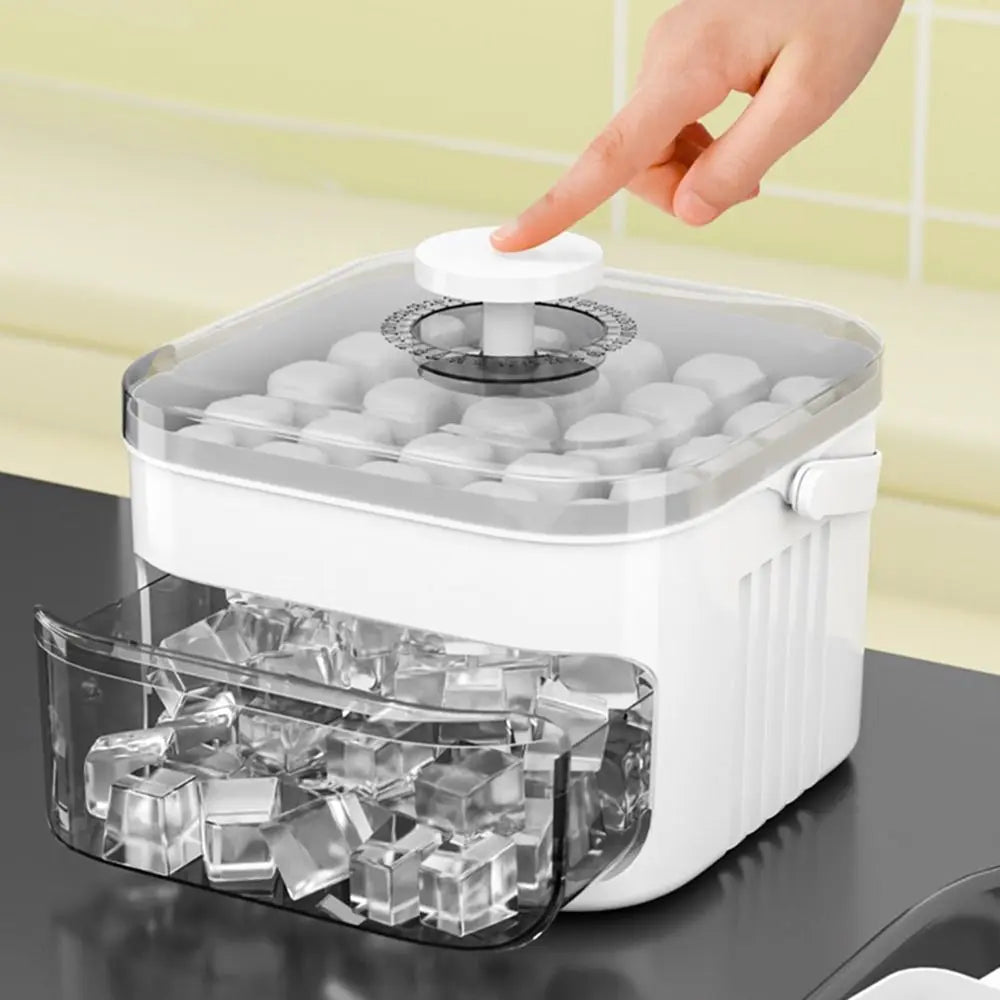 Portable Mini Ice Cube Maker for Home and Travel Quick and Compact Design (White / Red)