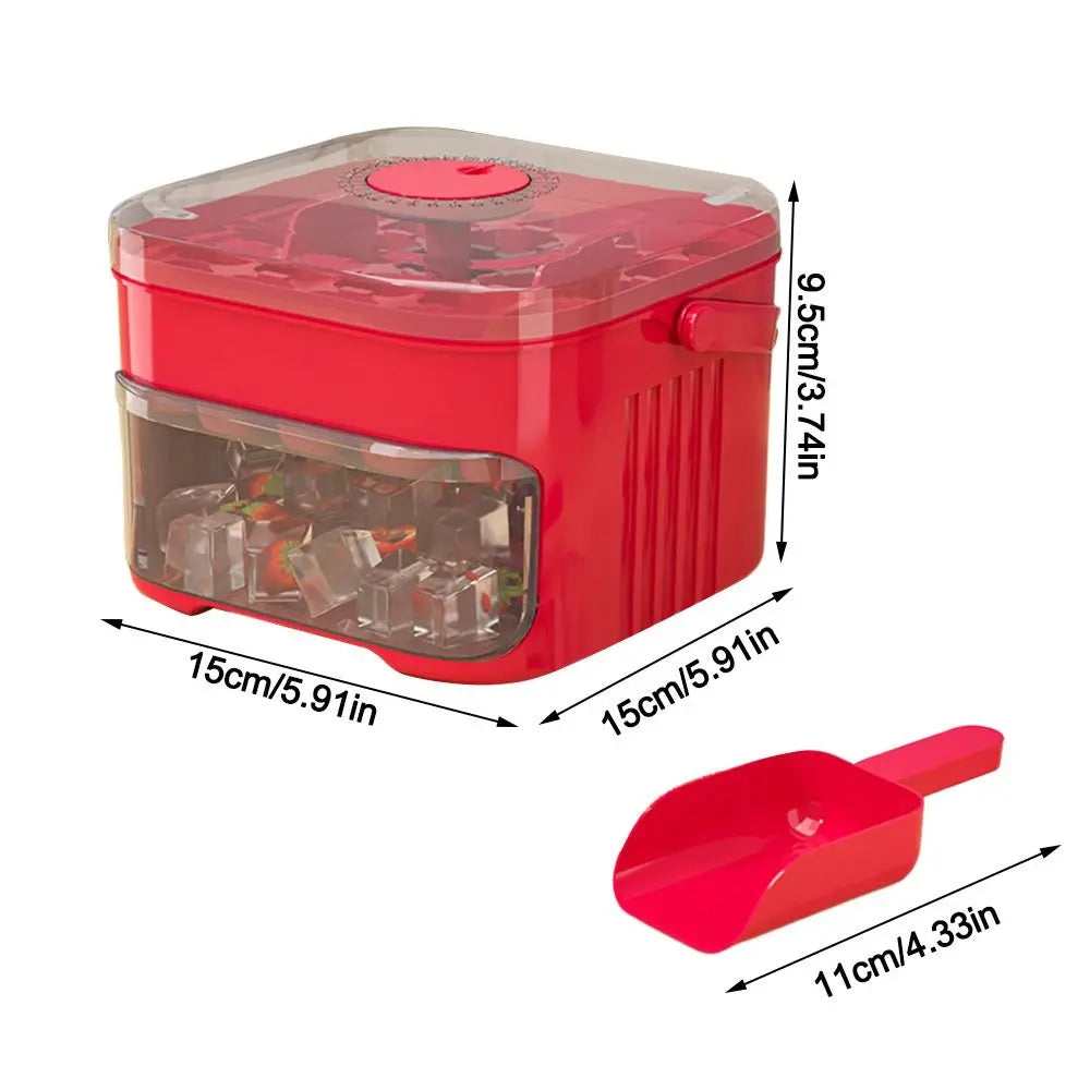 Portable Mini Ice Cube Maker for Home and Travel Quick and Compact Design (White / Red)