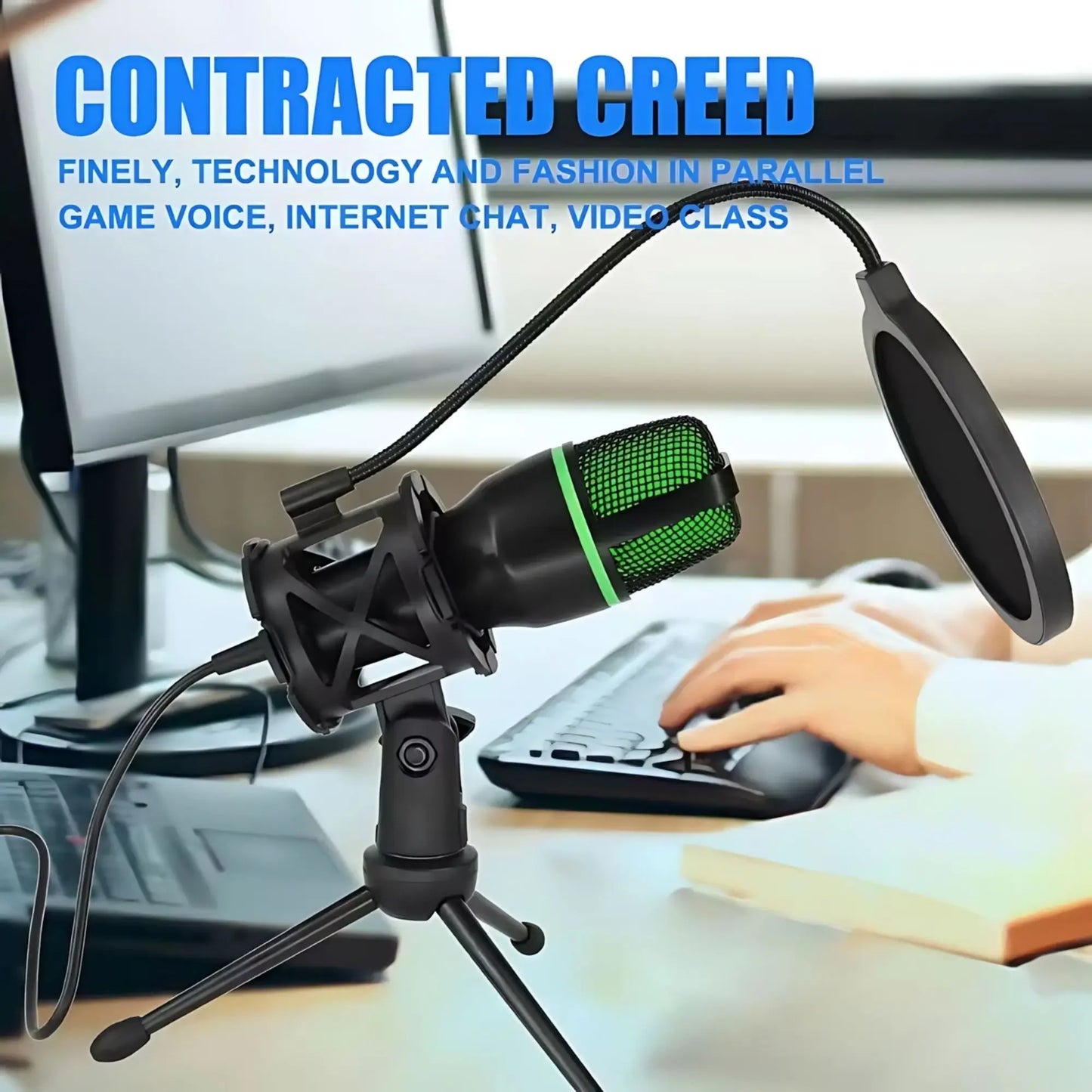 RGB Lighting Microphone Kit with Tripod Stand - Professional Condenser Mic for Streaming,  YouTube Podcast &  Recording