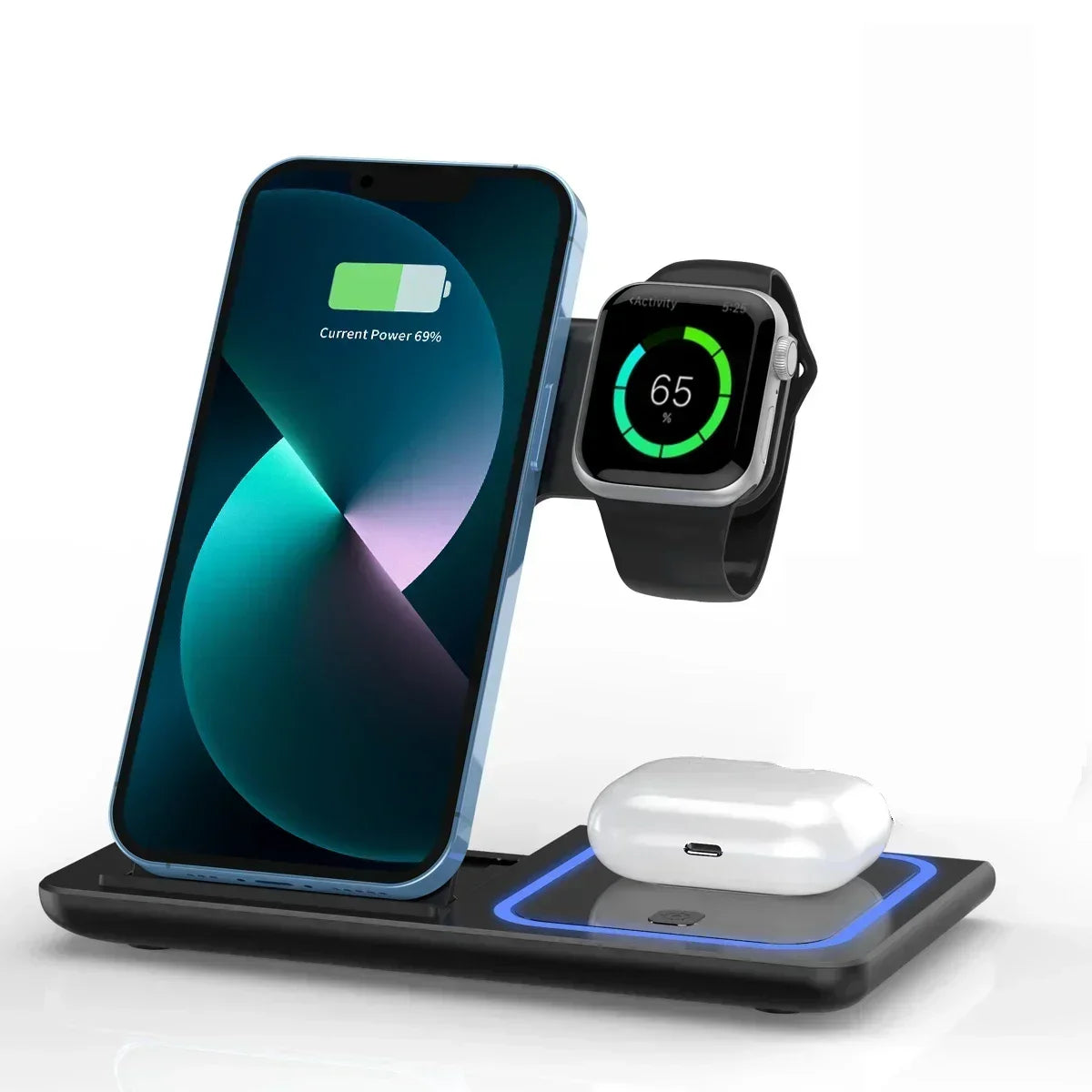 Foldable 3-in-1 Travel Wireless Charger - iPhone 12 - 16 Pro Max + Apple Watch + Air Pods