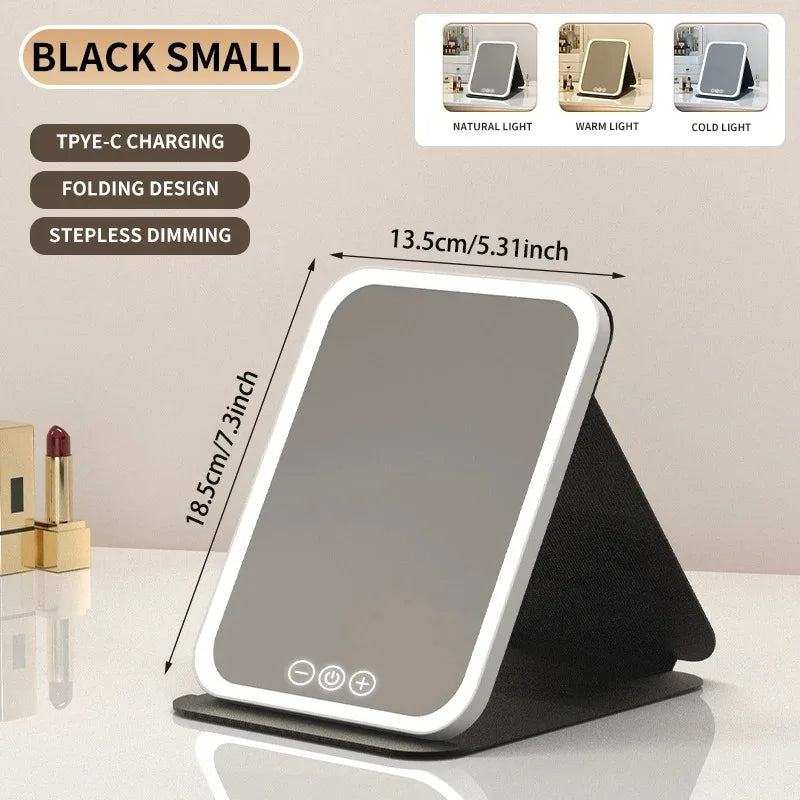 LED Makeup  Mirror with Touchscreen - Rechargeable Tabletop Vanity Mirror