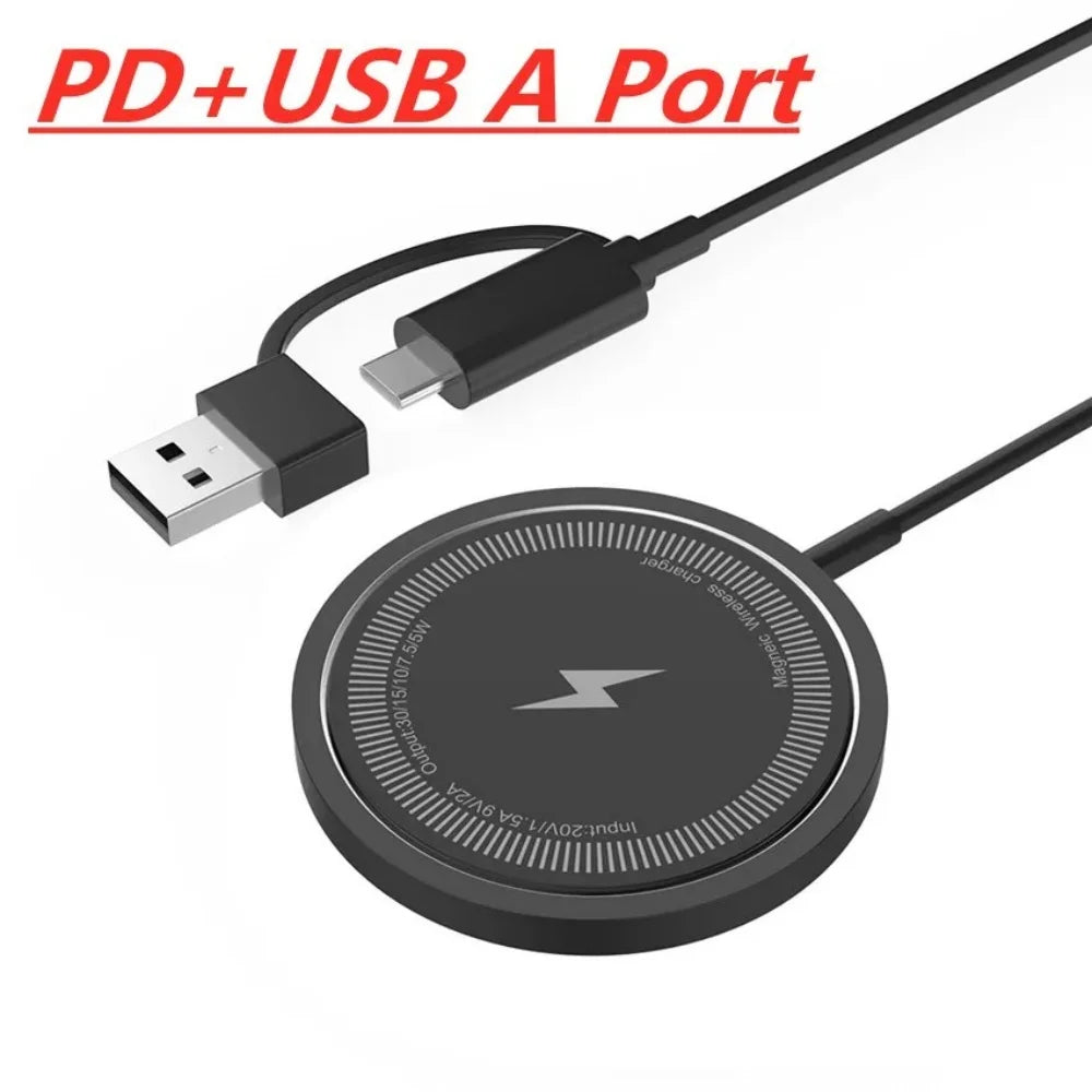 ''Magnetic  Wireless Charger Pad Desktop PD/USB Port Chargers Fast Charging for iPhone 16 15 14 13 12 Pro Max''