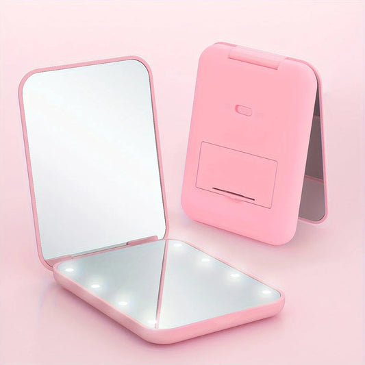 LED Lighted  Mini Compact Mirror - Foldable & Portable