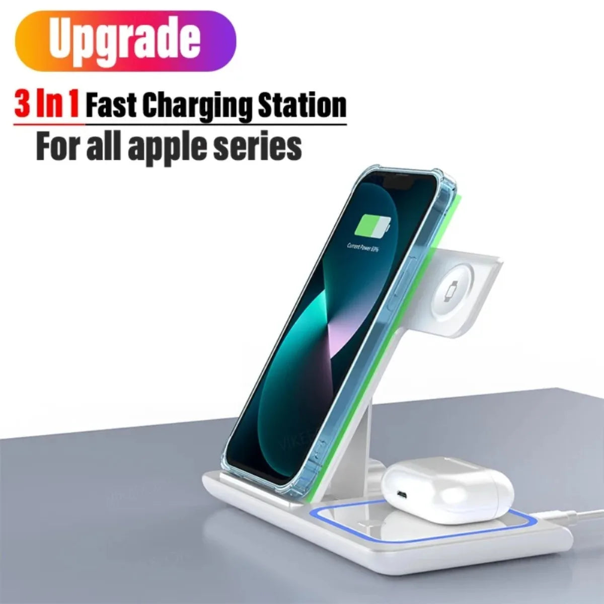 Foldable 3-in-1 Travel Wireless Charger - iPhone 12 - 16 Pro Max + Apple Watch + Air Pods