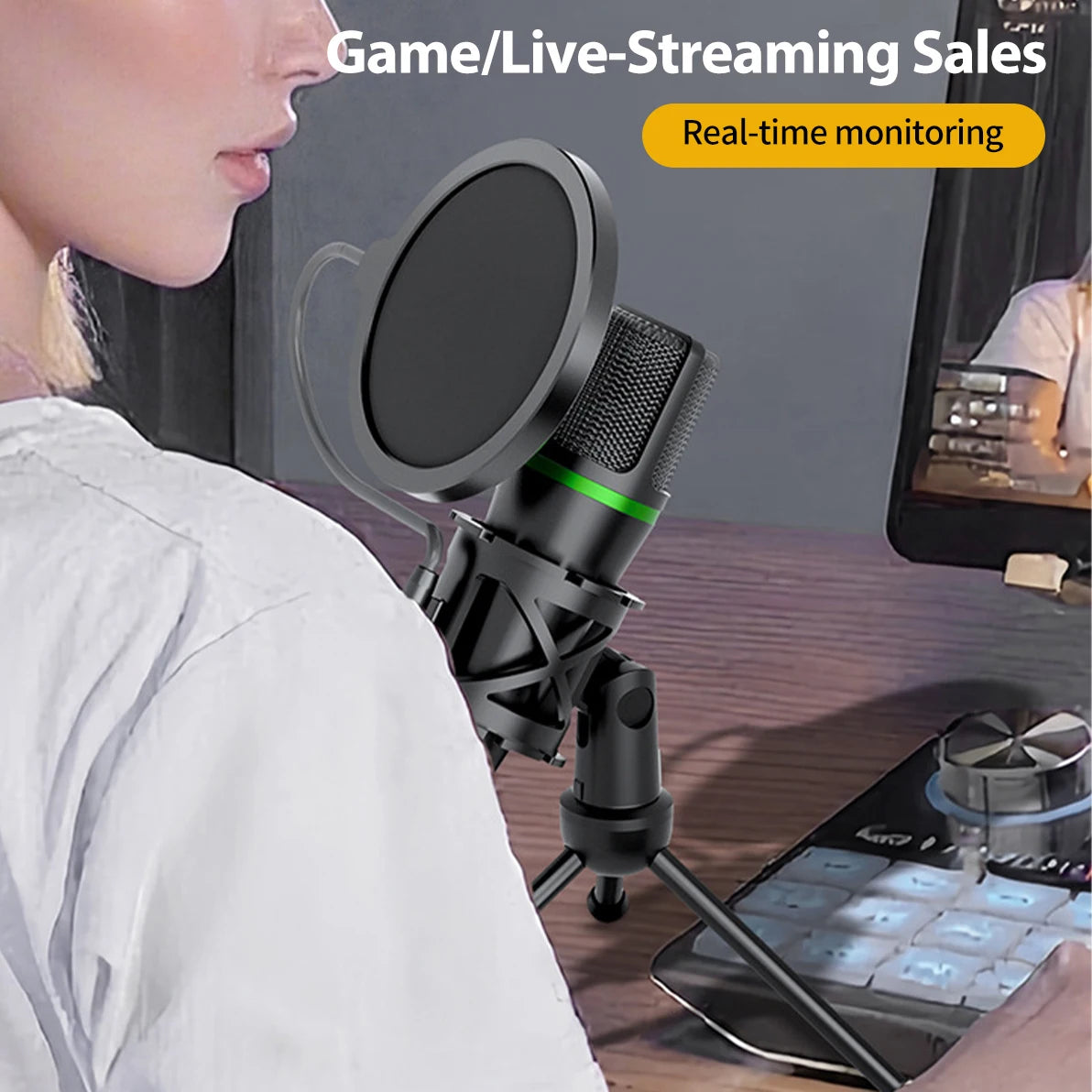 USB Condenser Microphone USB  For PC &  Laptop Professional Studio Mic for Recording, Streaming,  Podcast, Voice-Over & Online Meetings
