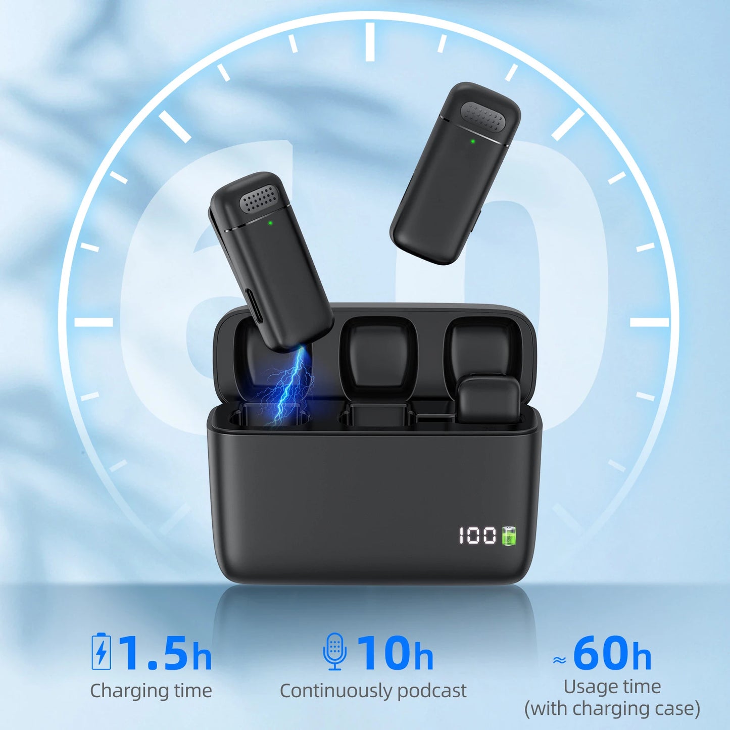 Wireless   Charging   Microphone   Case -   Portable Mic   for   live   Recording